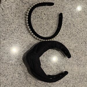 Lele Sadoughi Black and Pearl Hairband Duo